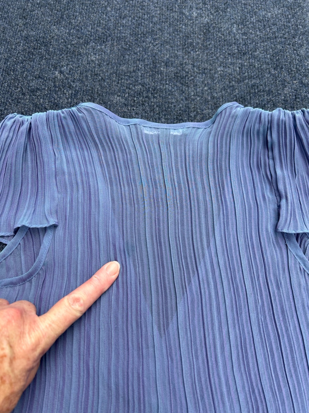 Betsey Johnson NY Vintage 90s Y2k Slate Blue Lavender Pleated Blouse Top - Picture 3 of 16